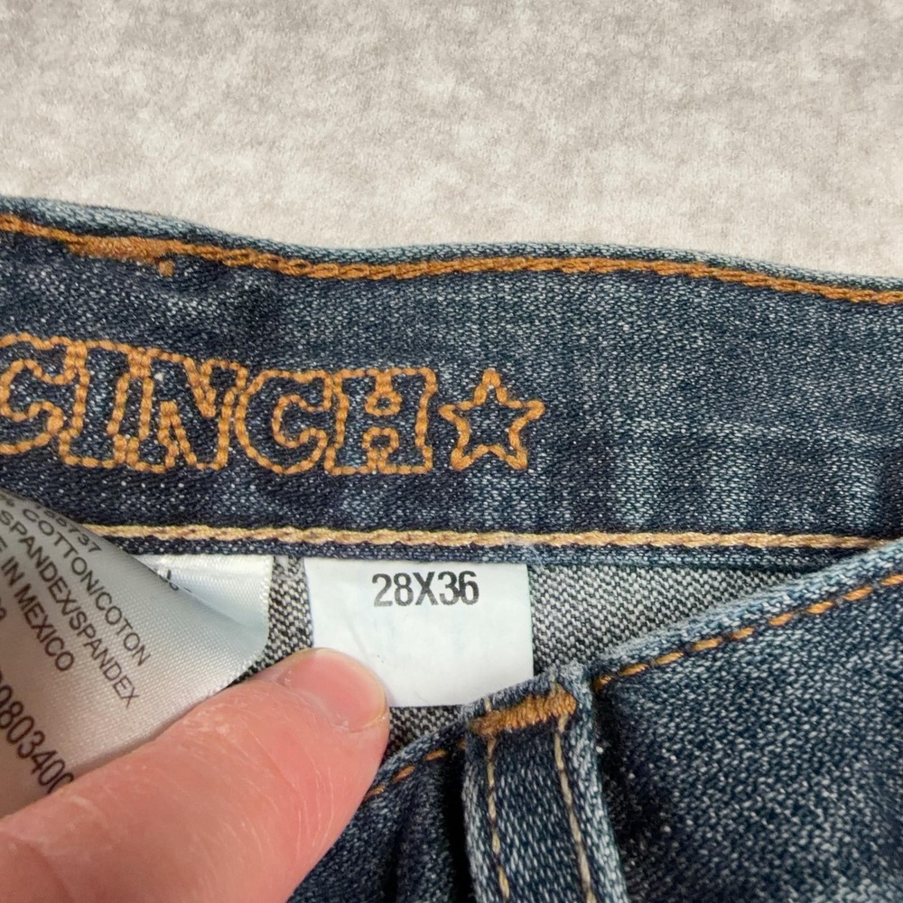 Cinch Silver Label Slim Jeans Mens 28x36 Blue Med Wash Straight Denim MB98034006 - Picture 6 of 12